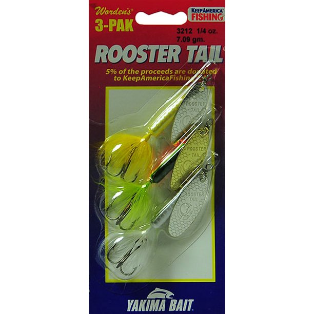 Yakima Bait Worden's Rooster Tail Spinner Trophy Fishing Lure Kit, 1/4