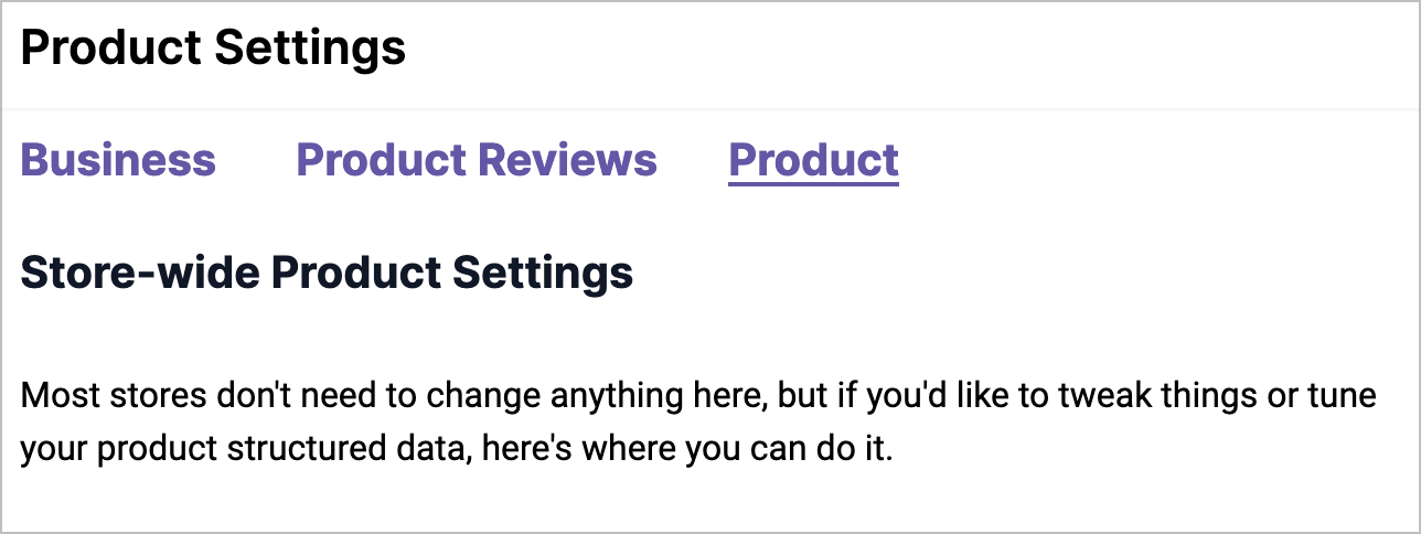 JSON-LD for SEO optional settings for Product Reviews, Local Business, and other Optional Settings at the store and product level.