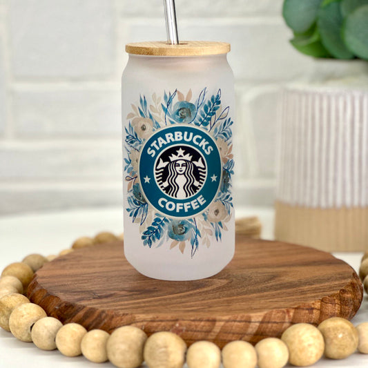 Featured Shops Daisy Glass Soda Can With Lid and Straw 16 oz Smiley Face  Libbey Glass Iced Coffee Cup Bamboo Lid glass tumbler with straw