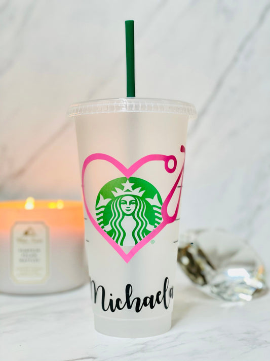 Personalized Starbucks 16 or 24 oz Reusable Cold Cup with Custom Vinyl –  SheltonShirts