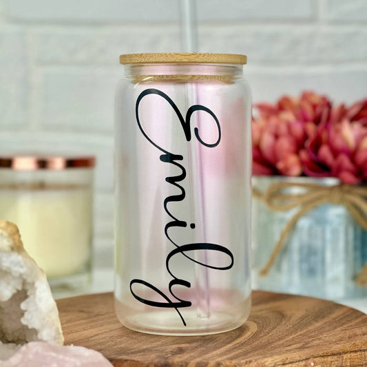 Faith 16 oz glass can cup, beer can cup, clear or frosted, glass can –  Amanda's Crafty Creations
