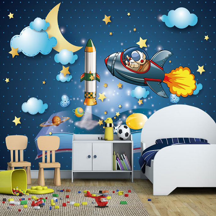 Papel tapiz 3d de dibujos animados para habitación de niños, pegatina