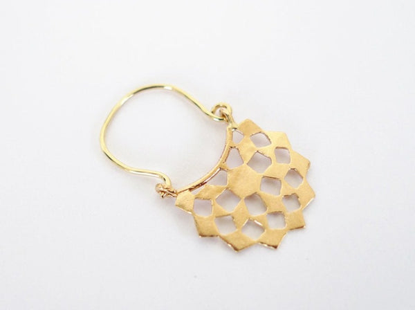 Earring Post Tag Mini Hexagon Single HoleAntique Gold - Nunn Design