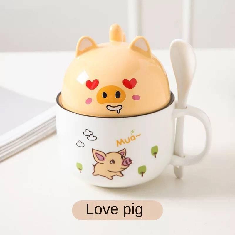 Ceramic Cute Cat Cup Shiba Inu Coffee Cup with Lid Mug Personalized Gift  Home Kawaii Children's Breakfast Oatmeal Milk Cup - AliExpress