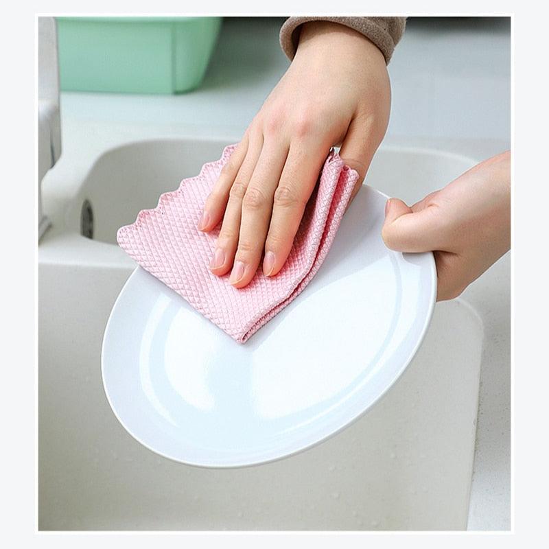 3/5Pcs Kitchen Cleaning Towel Absorbent Non-stick Oil Rags Pot Dish Washing  Wipe Cloth Microfiber Cleaning Cloth Dishcloth - AliExpress
