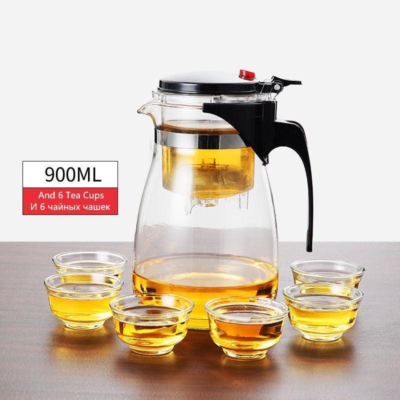 750ml Hot Heat Resistant Glass Teapot With Infuser Heated Container Tea Pot  Good Clear Kettle Square Filter Baskets