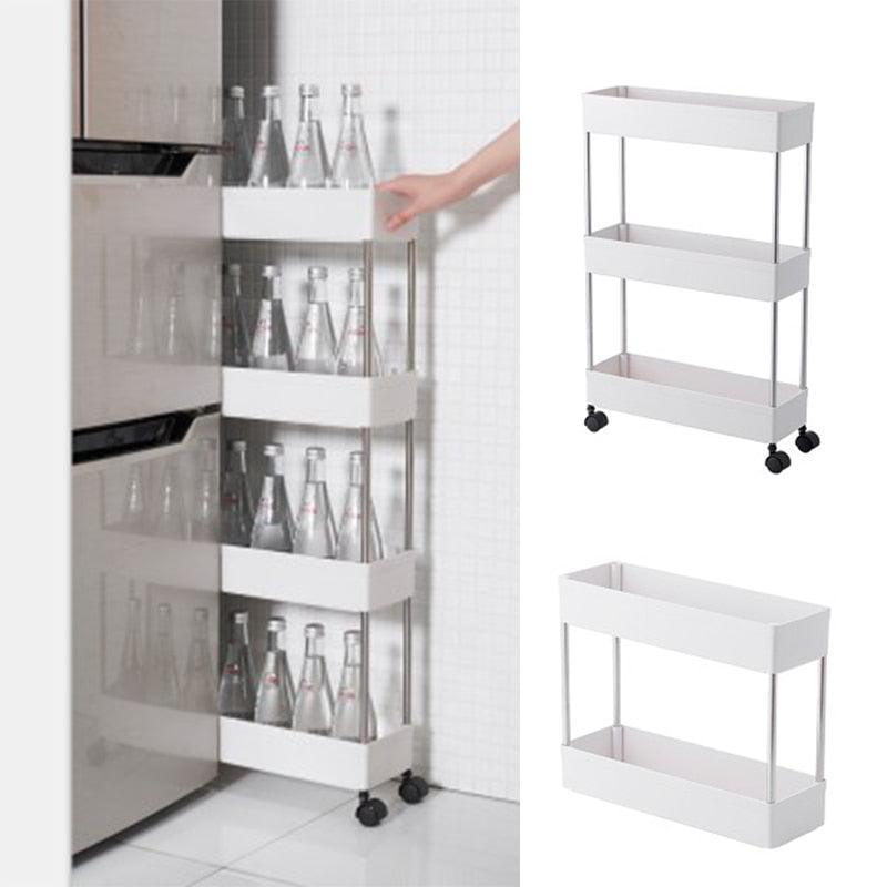 15/18cm Drawer Type Kitchen Narrow Gap Rack - European Gap Storage Cabinet  & Bathroom Storage Cabinet. Ready-to-assemble, eco-friendly, and available  in 3 or 6 layers. Thickened PP plastic material with pulleys. Perfect