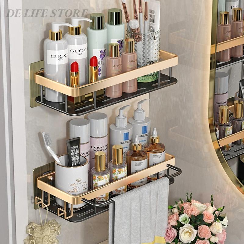 Mounted Bathroom Organizer Shelf Shampoo Cosmetic Storage Rack Bath kitchen  Towel Holder Household Items Bathroom Accessories - Price history & Review, AliExpress Seller - Exquisite Homey Store