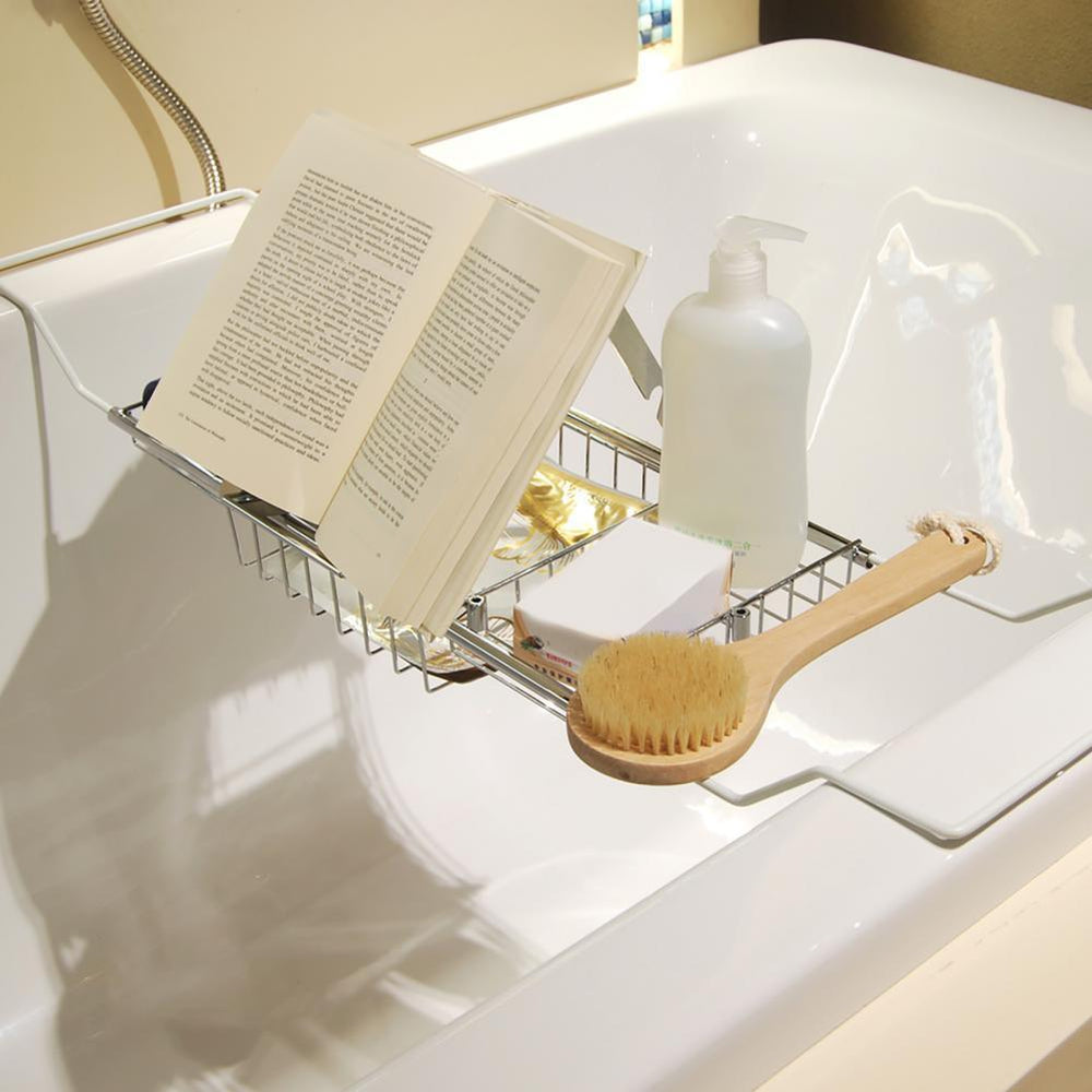 Retractable Bathtub Storage Rack Bath Tray Shelf Plastic Scalable Drai –  pocoro