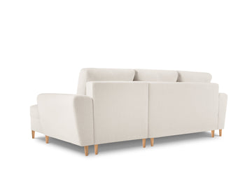 vermoeidheid Kijker vrachtauto Right corner sofa with sleeping function MOGHAN beige bouclé with brown  base | Eye on Design
