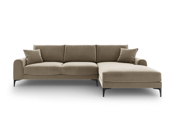 gijzelaar stortbui atoom LARNITE 3-seater velvet sofa cappuccino with black base | Eye on Design