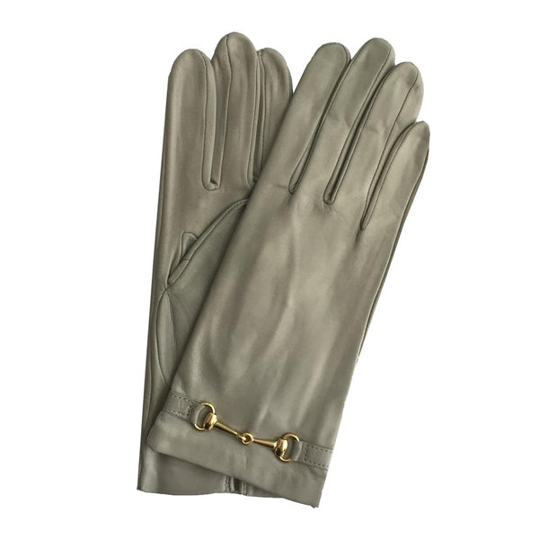 Leather gloves with Horsebit in black