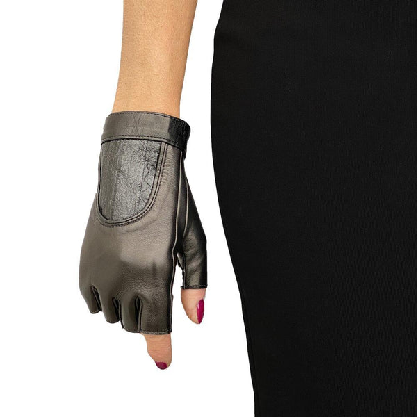 Genuine Sheepskin Leather Fashion Runway Model Scoop Wrist Gloves