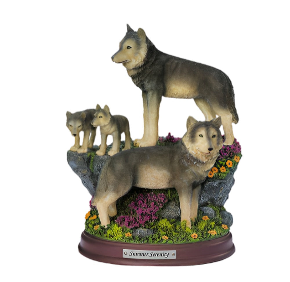 The Bradford Exchange Summer Serenity The Protectors Of The Pack Collection Issue #13 Realistically Hand Painted & Likelife Detail Wolf Sculpture 8-inches