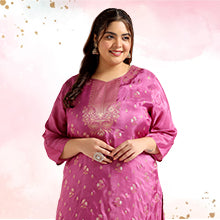 ”Women's Plus Size Lilac Dola Silk Jacquard Work Kurta Set With Dupatta”