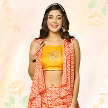 ”Women’s Ethnic Crop Top And Sharara Set With Shrug Color”
