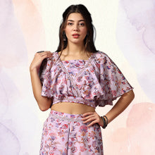 ”Women crop top palazoo set Colour”