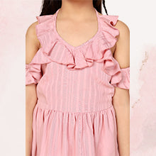 ”girls-pink-striped-cold-shoulder-fit-and-flare-dresses-fdgfrk00282-PATTERN”