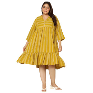 women-s-plus-size-mustard-striped-knee-length-dress-fdwdrs00158-A