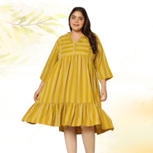 ”women-s-plus-size-mustard-striped-knee-length-dress-fdwdrs00158-COLOR”
