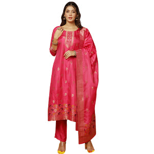 ”women-s-pink-jacquard-kurta-and-pant-set-with-dupatta-fdwset00098-A”