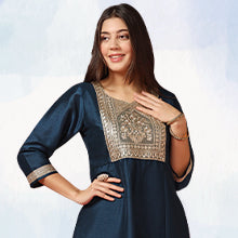 ”women-s-navy-blue-embroidered-kurta-and-pant-set-with-dupatta-fdwset00101-COMFORT-FACTOR”