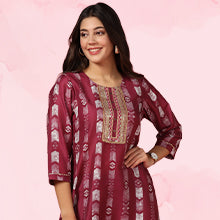 ”women-s-wine-poly-muslin-printed-kurta-and-pant-set-fdwset00104-COMFORT-FACTOR”