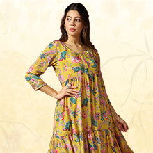 ”women-s-mustard-floral-printed-tiered-kurta-with-pant-set-fdwset00055-STYLE”
