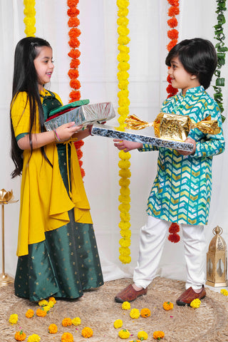 Easily wearable kids lehenga choli- dhoti pant set for Raksha Bandhan pooja