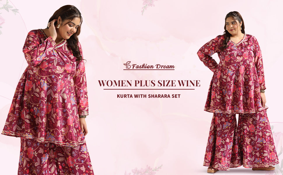 ”women-s-plus-size-wine-floral-printed-kurta-with-sharara-set-fdwset00053-banner”