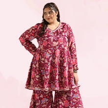 ”women-s-plus-size-wine-floral-printed-kurta-with-sharara-set-fdwset00053-COLOR”