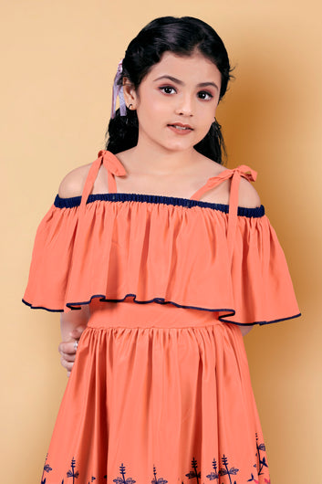 Buy Girl Crepe Fit And Flare Calf Length Dress