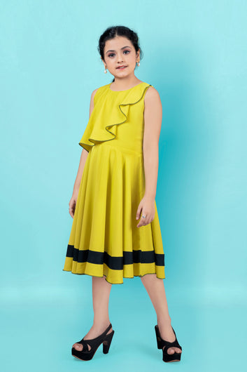 Buy Girl Georgette Asymmetric Calf Length Dress at