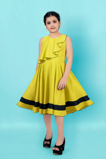 Buy Girl Georgette Asymmetric Calf Length Dress at