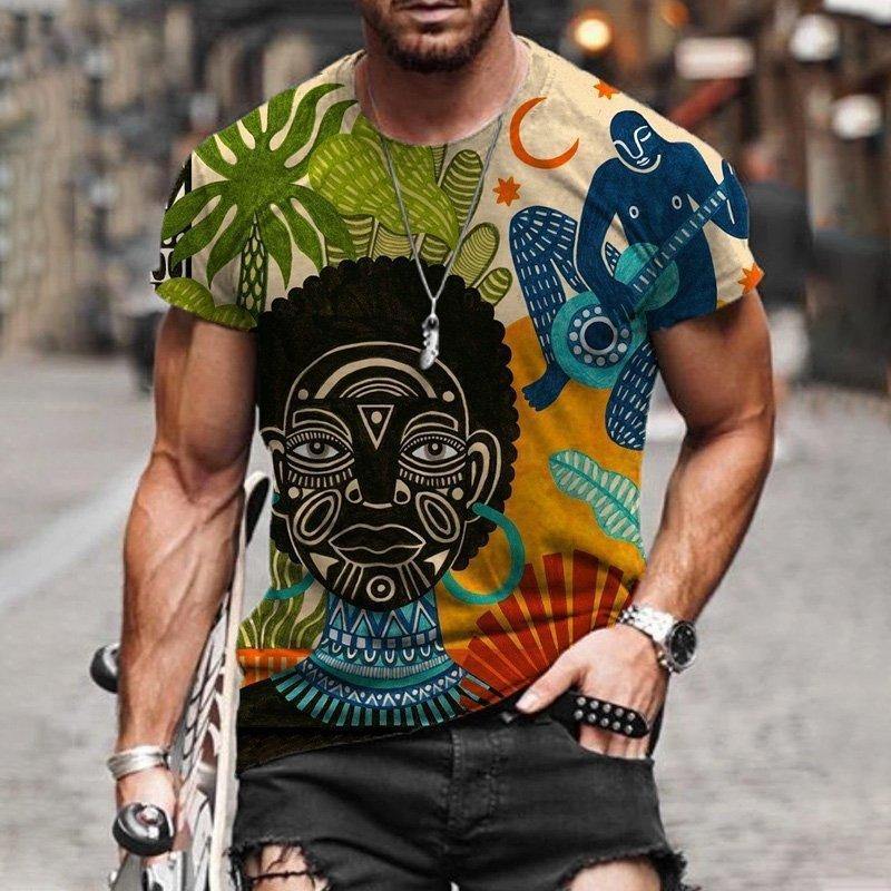 Men's Ethnic Tribal Style Art Print T-Shirt – Lolaspell
