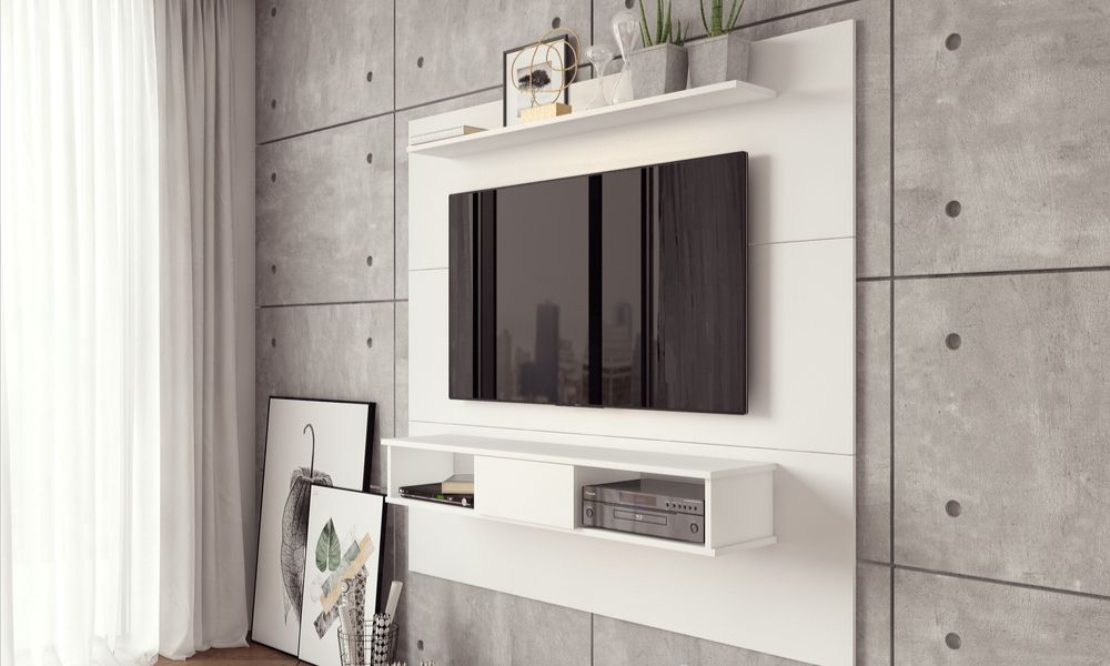 Midtown Concept Wall Mounted TV Shelf Board for 70-in TV - White