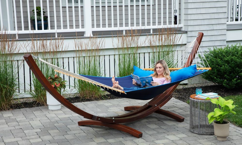 blue patio hammock for patio