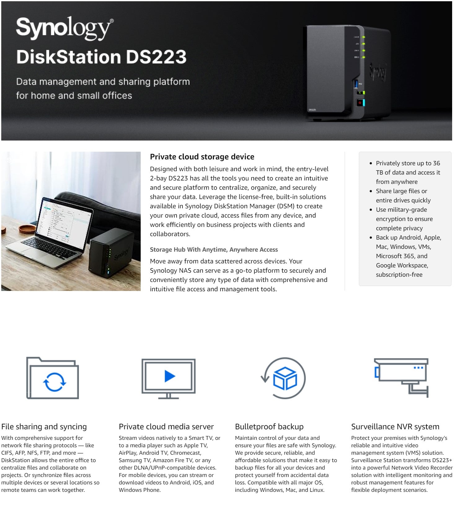 Synology DiskStation DS223 - WD Red Plus 12 TB - DS223 WD Red 12 TB 