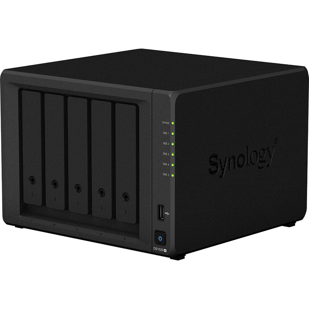 Synology DS1520+ 5-BAY DiskStation with 8GB RAM, 2TB (2x1TB) NVME Cache and 60TB (5x12TB) Western Digital Red Plus Drives Fully Assembled and Tested