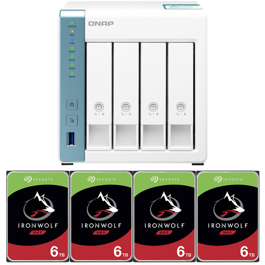 QNAP TS-431K 4-Bay Home NAS with 24TB (4 x 6TB) of Seagate