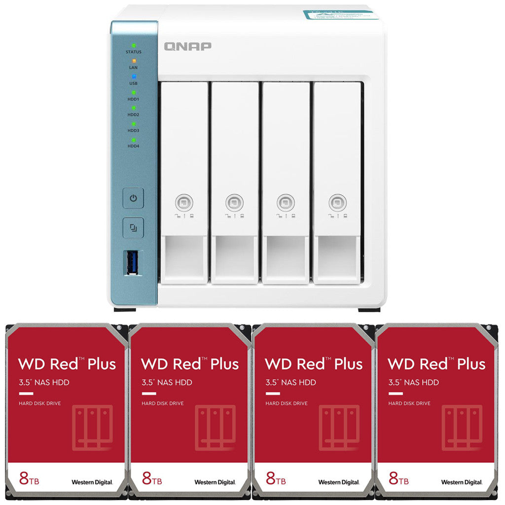 QNAP TS-431K 4-Bay Home NAS with 32TB (4 x 8TB) of Western Digital