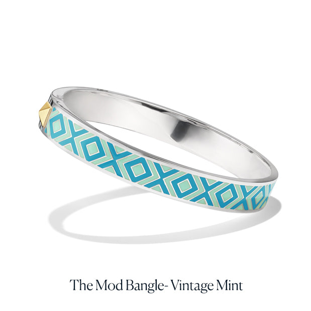 Kathy Fang wearing The Mod Bangle in Vintage Mint