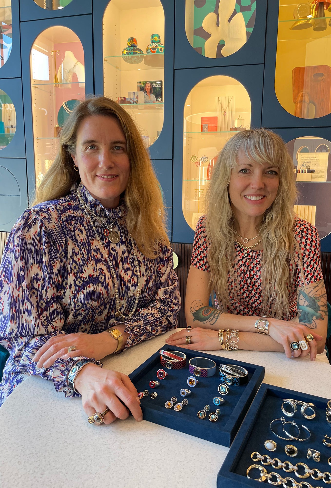 Alice Cicolini jewelry designer and Rachel Skelly founder of Cast sitting together