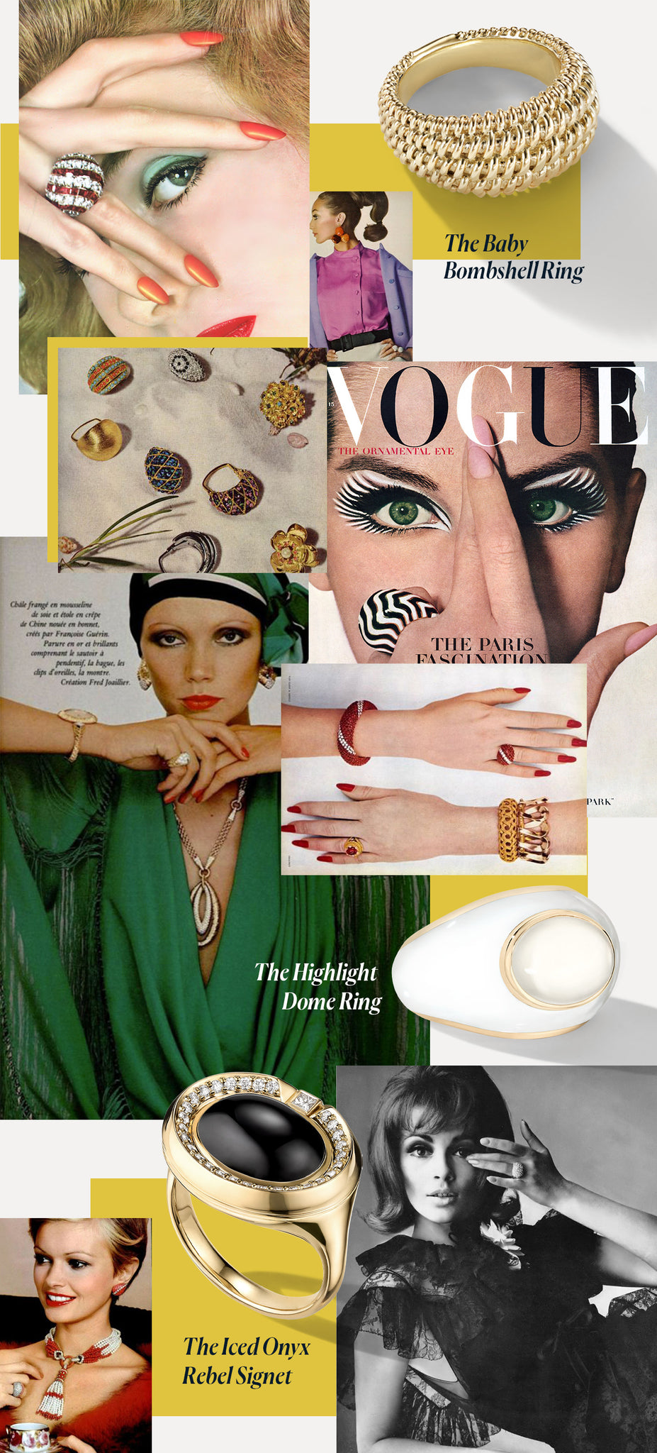vintage rings and dome rings 