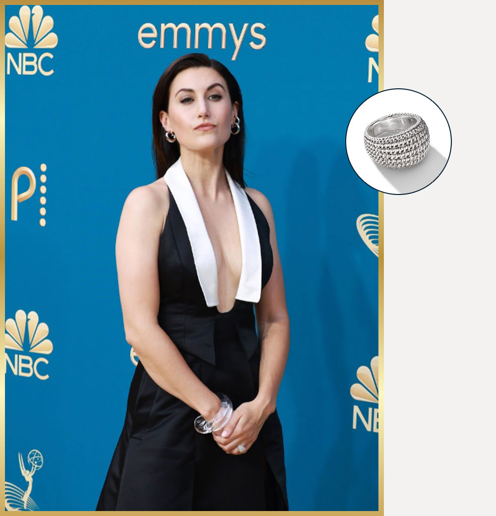 Jen Statsky wearing Bombshell Ring in Silver at the Emmys