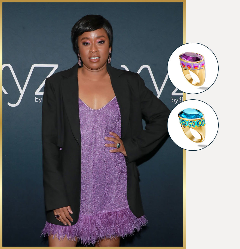 Phoebe Robinson wearing the Cocktail Ring Paloma and Cocktail Ring Vesper