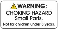 WARNING: Choking Hazard.  Small parts, not for children under 3 years.