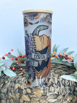 Sorta Sweet, Sorta Spooky | 20 oz Glass Tumbler with Lid & Straw