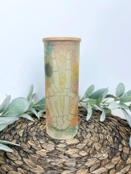 Floral Skellie Peace | 20 oz Glass Tumbler with Lid & Straw