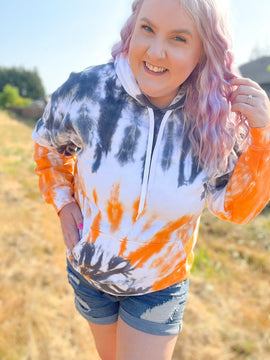 Orange and Black Low Spiral Tie Dye